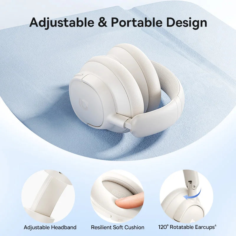 Baseus Bass Wireless Headphones Bluetooth 6.0 98% Noise Canceling