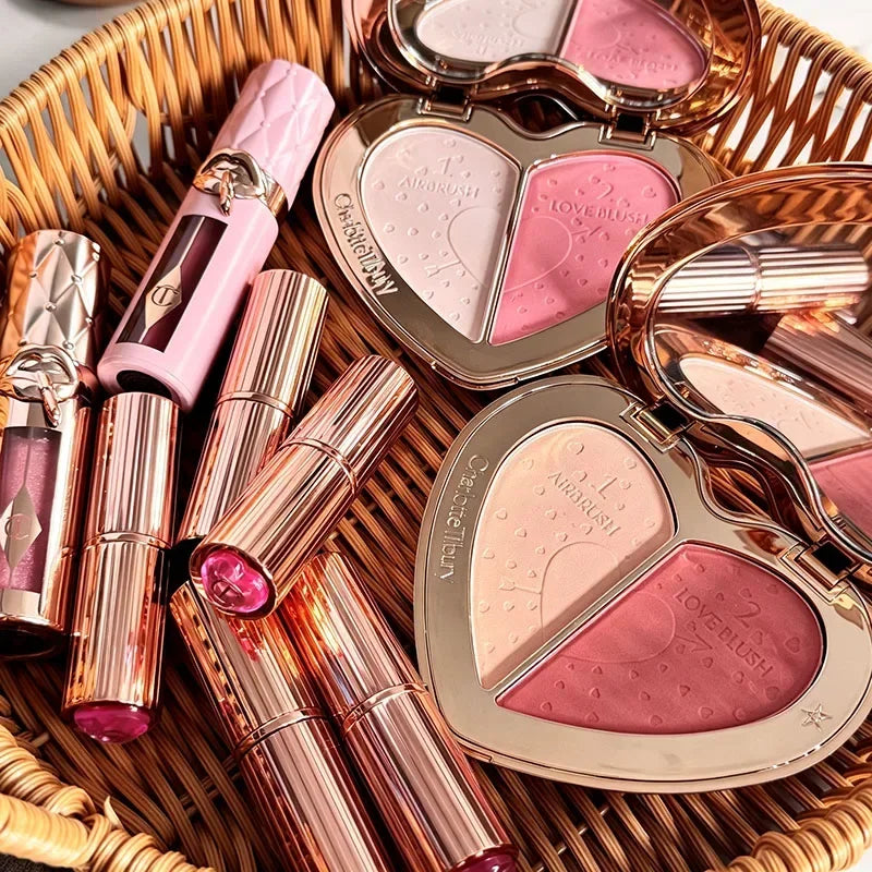 Hot CT Pink Two-tone Blush Lasting Beauty Makeup Diamond Gold