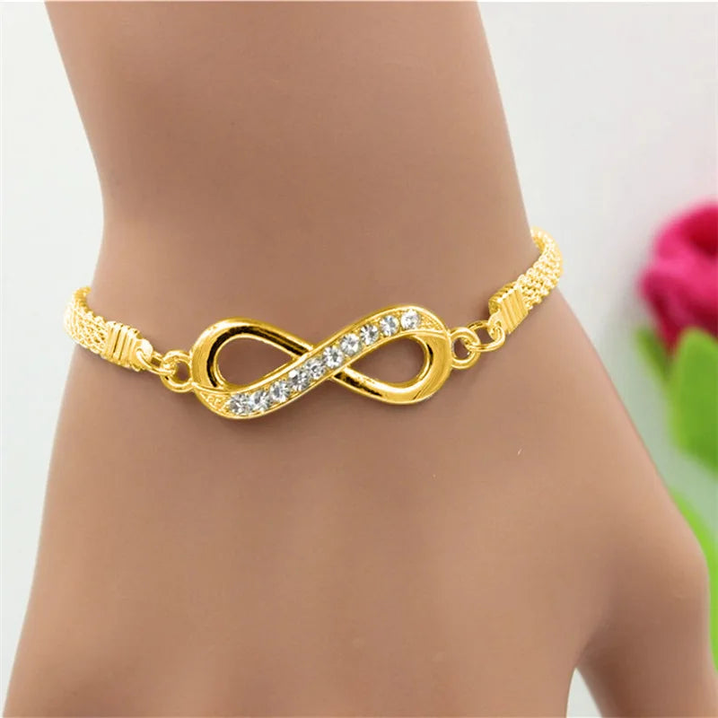 1/3pcs Crystal Rhinestone Heart Bracelets for Women Fashion Geometric Adjustable Infinity Cuff Bangle Jewelry