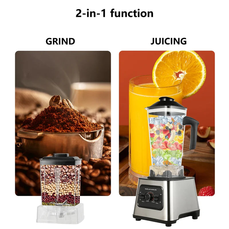 6000W Powerful Blender Mixer Juicer Smoothie Maker 2.5L Container