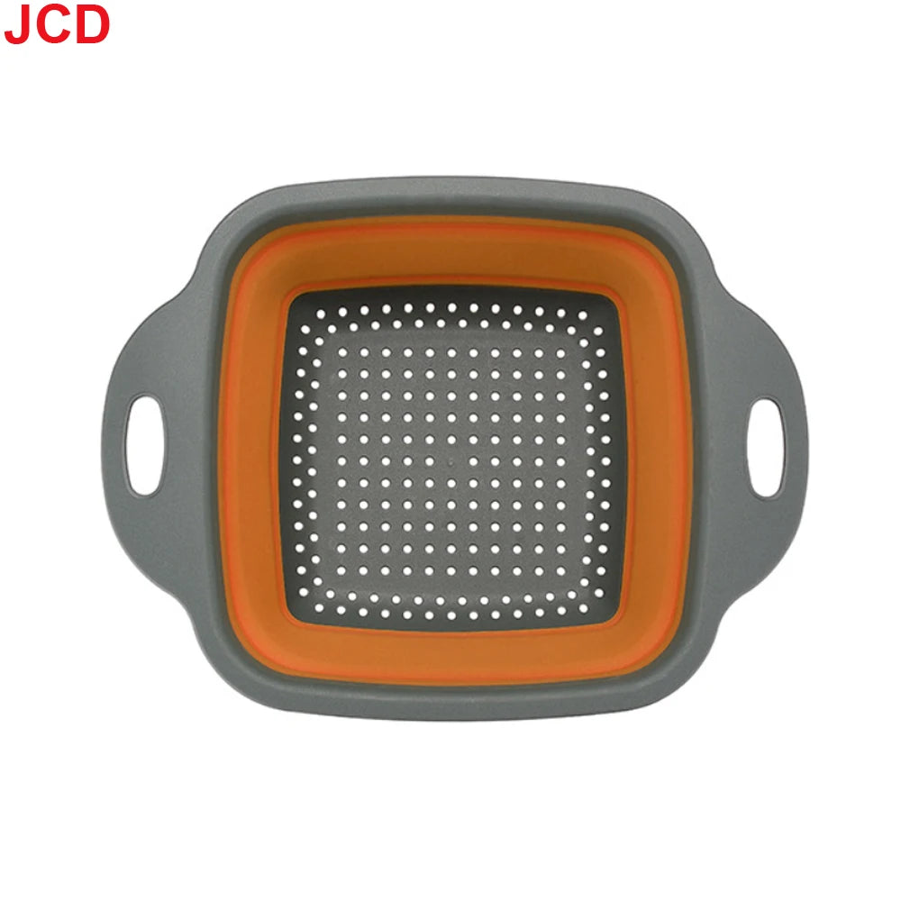 JCD 1pcs Fruit Vegetable Washing Basket Foldable Strainer Silicone Colander Dish Collapsible Drainer Filter Kitchen Storage Tool
