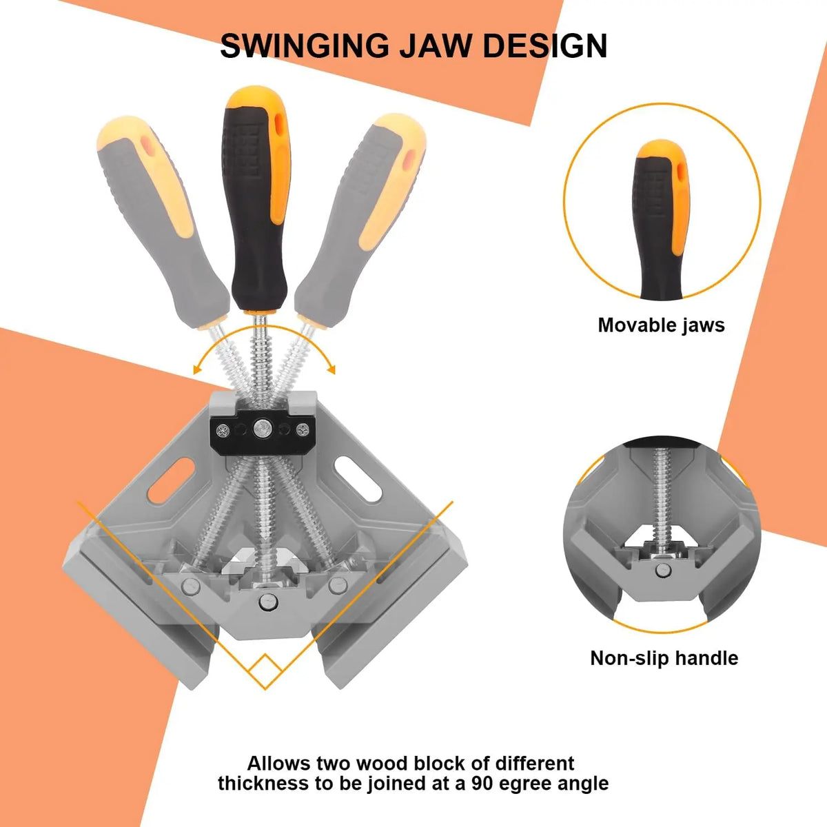 Aluminum Alloy Wood Working Jigs Photo Frame 90 Degrees Angle Clamp Single