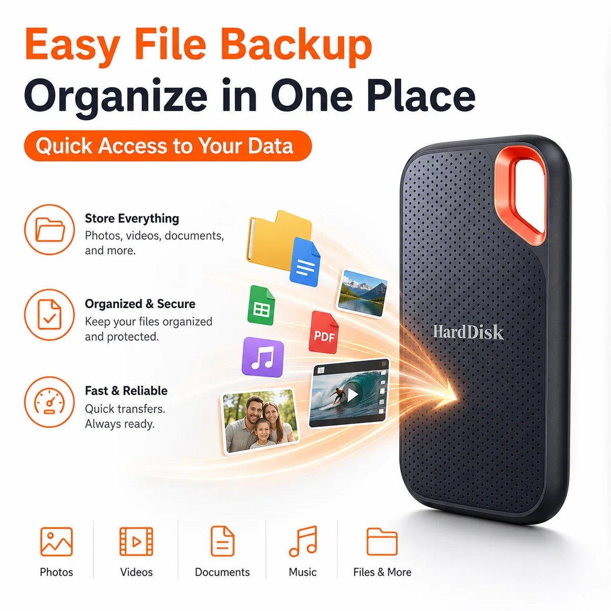 Large Capacity External SSD 2TB 4TB Fast Portable Hard Drive