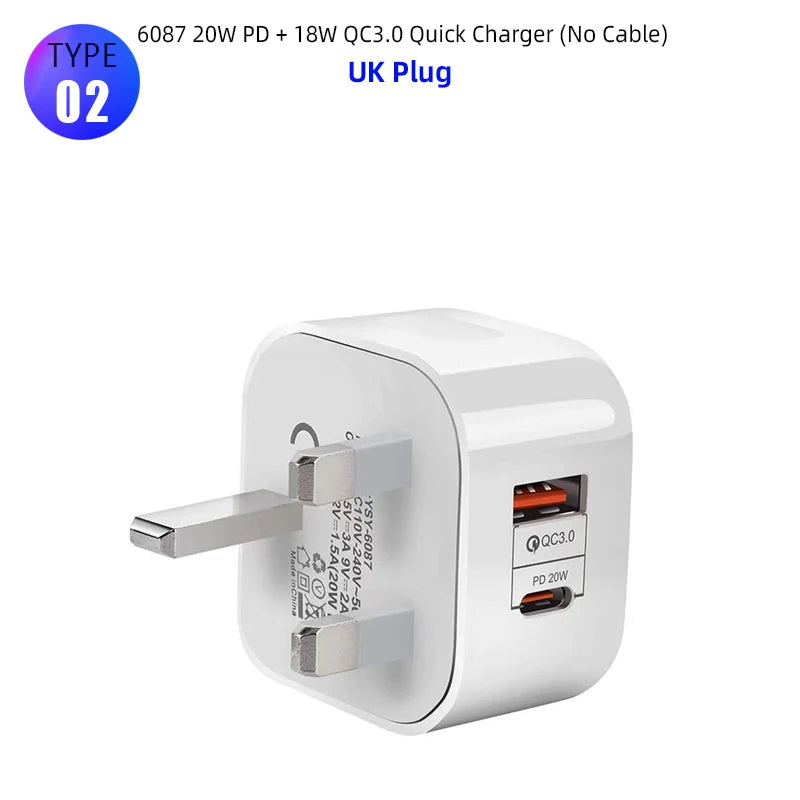 USB C Charger 40W Fast Charger Plug 2 Ports Type C Charger PD Wall Charger Power Adapter for Samsung Xiaomi iPhone 14 13 QC3.0