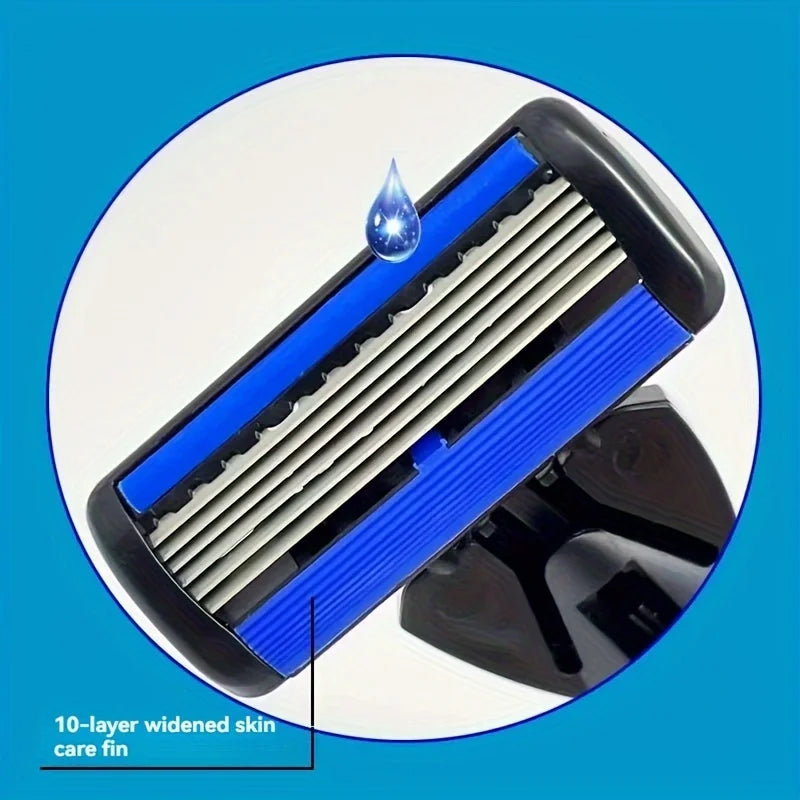 6-layer Stainless Steel Blade Men Razor Washable For Travel For Home