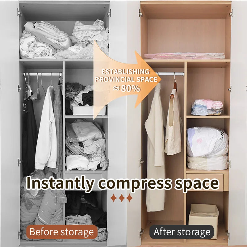 2pcs No Pump Vacuum Bags, Space Saver Compression Storage