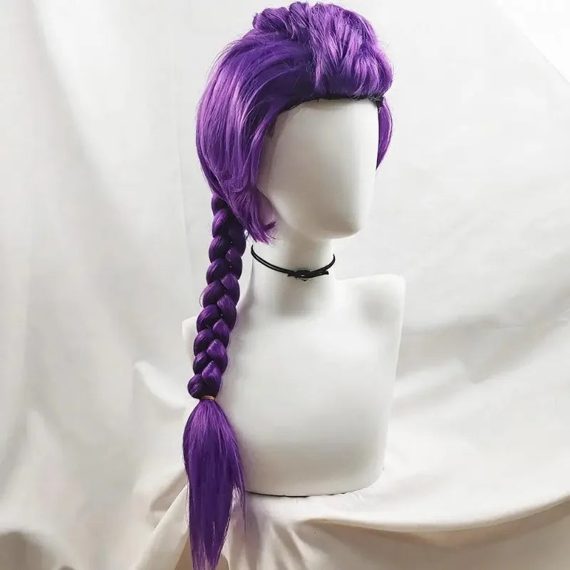 33.5-inch Purple Long Braid With Side Ponytail Integrated Tiger Mouth Clamp