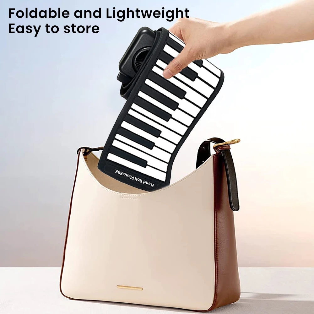 NEW 88 Keys Folding Piano Keyboard Silicone Roll Up Portable Electronic Hand Roll Musical Instrument Travel Builtin Speaker