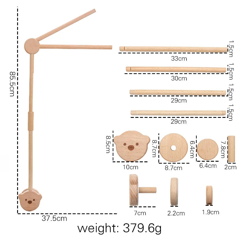 Let's Make Baby Rattle Toy 0-12 Months Wooden Mobile Newborn Music Box Bed Bell Hanging
