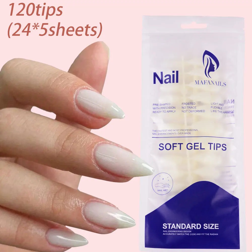 120Pcs Glossy Medium Coffin Press On Nails Pink Gradient French Fake Nails Acrylic Full Cover Ballerina False Nails For Women