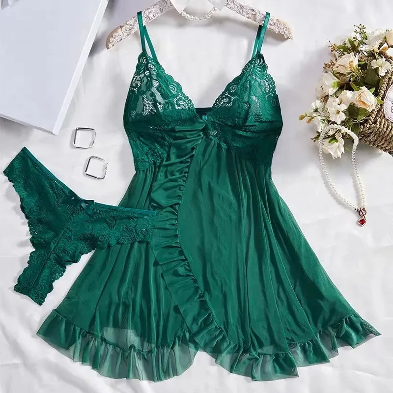 Tulle Suspenders Exquisite Women's Lencerias Lace V-Neck Underwear