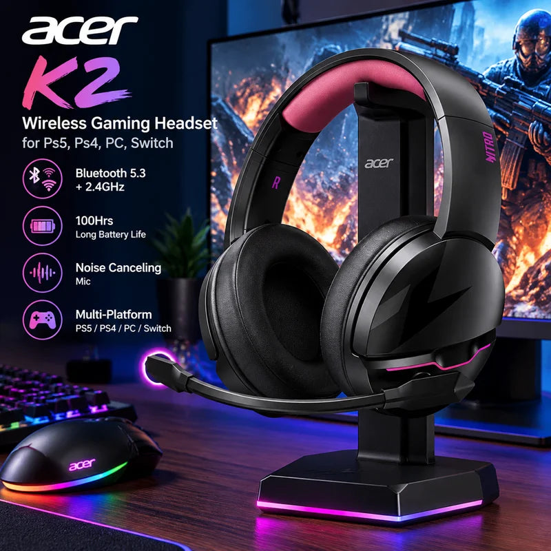 Acer K2 Wireless Gaming Headset for Ps5, Ps4, PC
