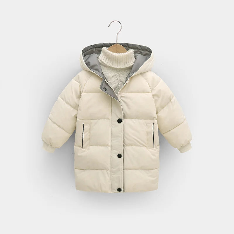 Kids Winter Down Coats Children Thicken Warm Long Jackets Boys Girls Hooded