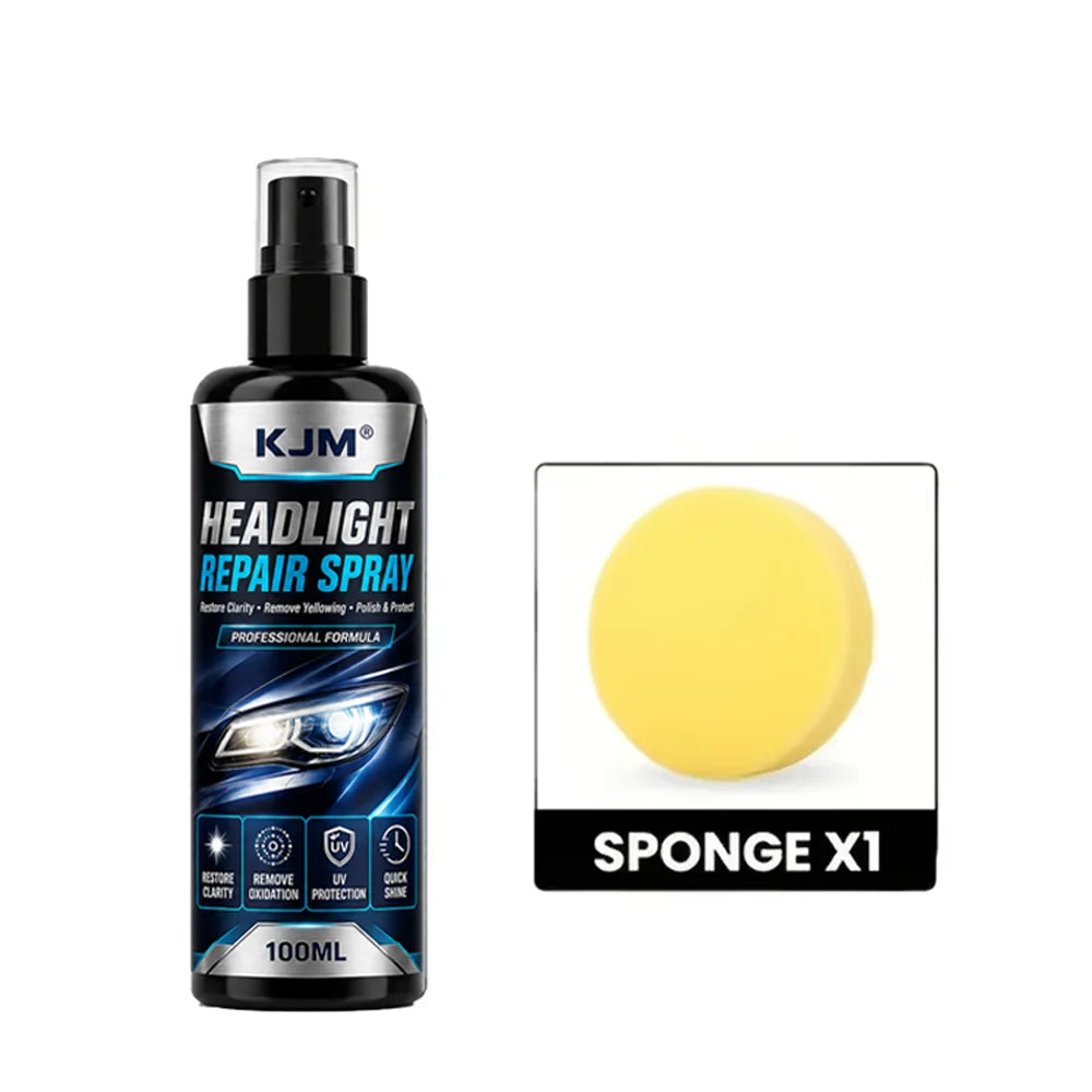 KJM Headlight Repair Spray 100ml Car Lens Restoration Polish Cleaner Removes Yellowing Oxidation
