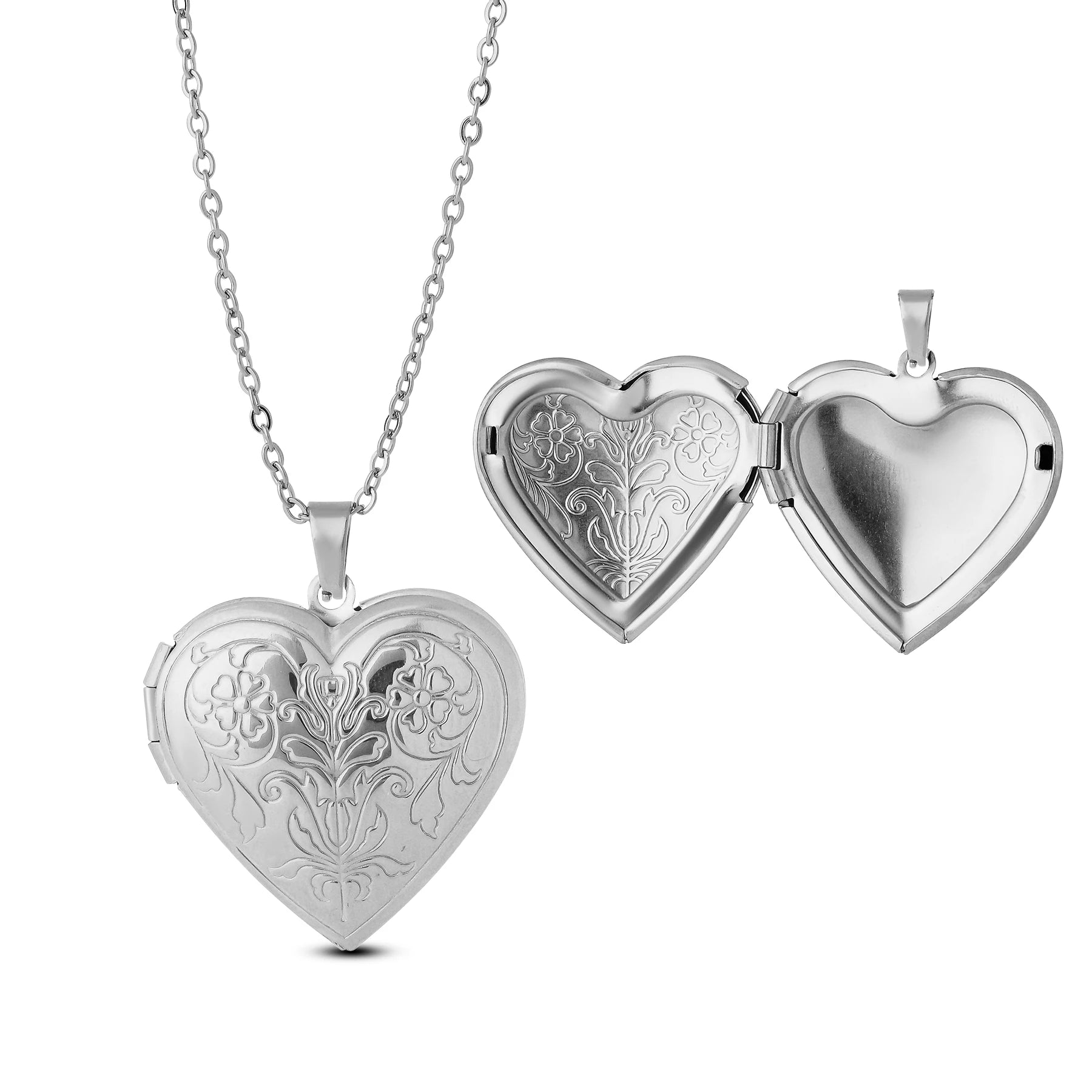 Fashion Stainless Steel Love Heart Locket Pendants Can Place Photos Necklace For Friend Family Customized Jewelry Gifts