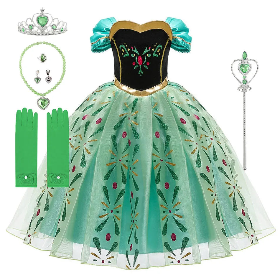 Children Anna Elsa Dress Girls Princess Cosplay Costume