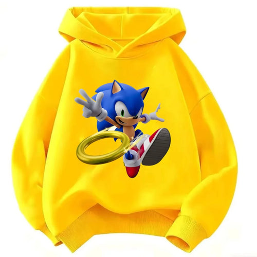2026 Kids Thick Hoodie with Cute Sonic Anime Pattern