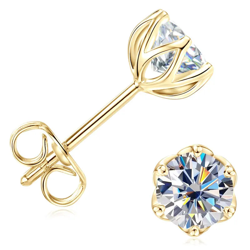 OXTAO Certified Moissanite Circular Stud Earrings for Women Girl 14K Gold Filled