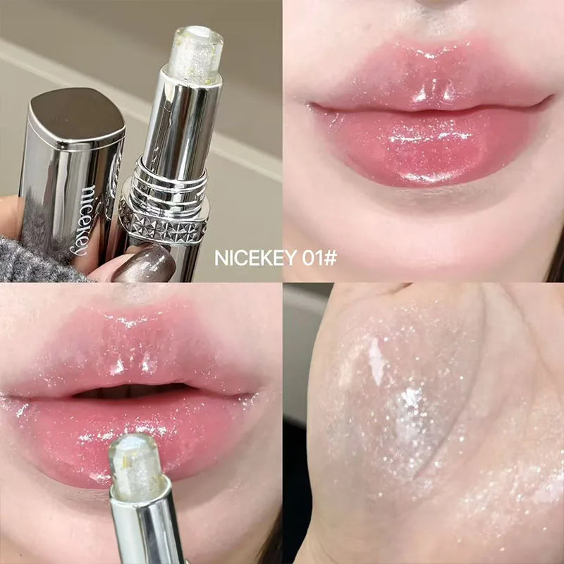 NICEKEY Silver Diamond Lipstick Moisturizing Lips Makeup