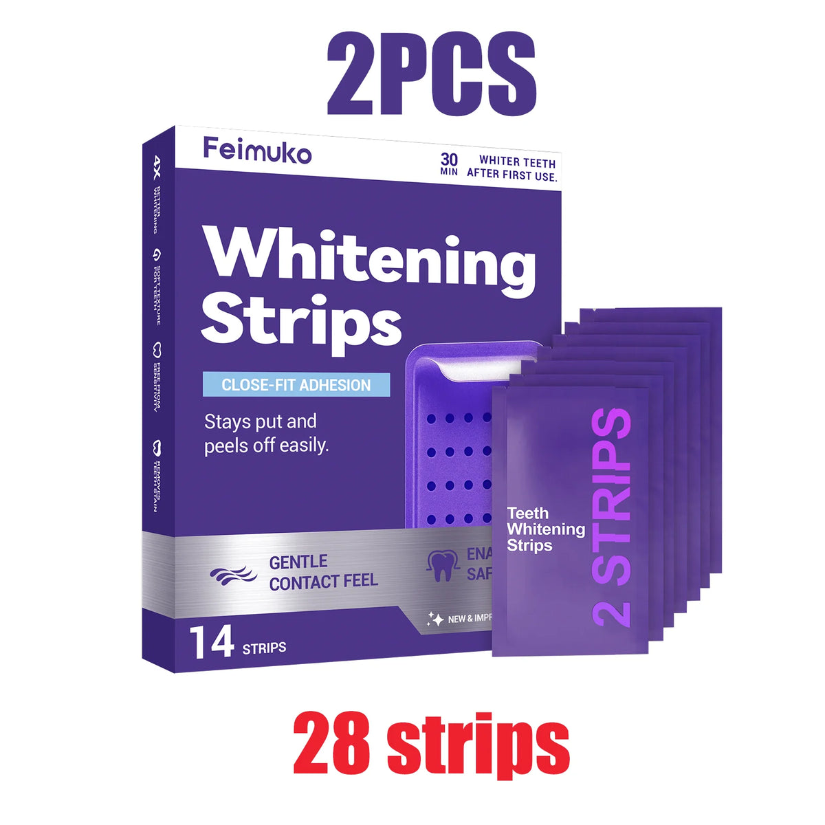 Purple Teeth Whitening Strips Kit Professional Stain Removal