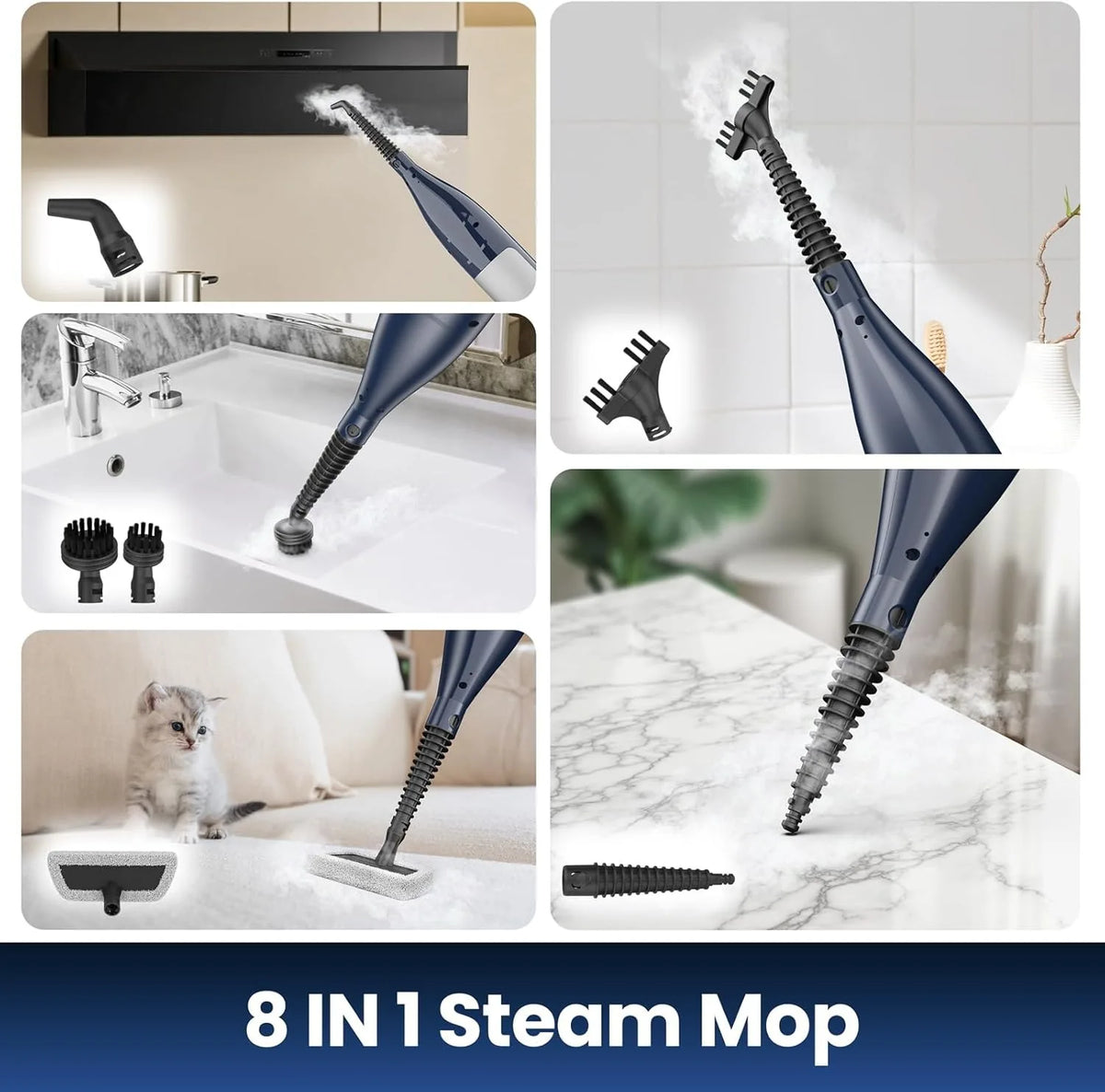 VM6 Steam Mop Cleaner 1300W Power High Temperature with Rotating Mop Pad 10 in 1