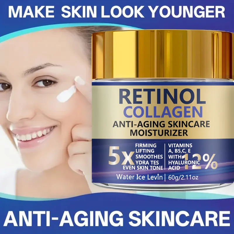 Retinol Collagen Hyaluronic Acid. Anti-Aging Moisturizer 5X Firming Lift.