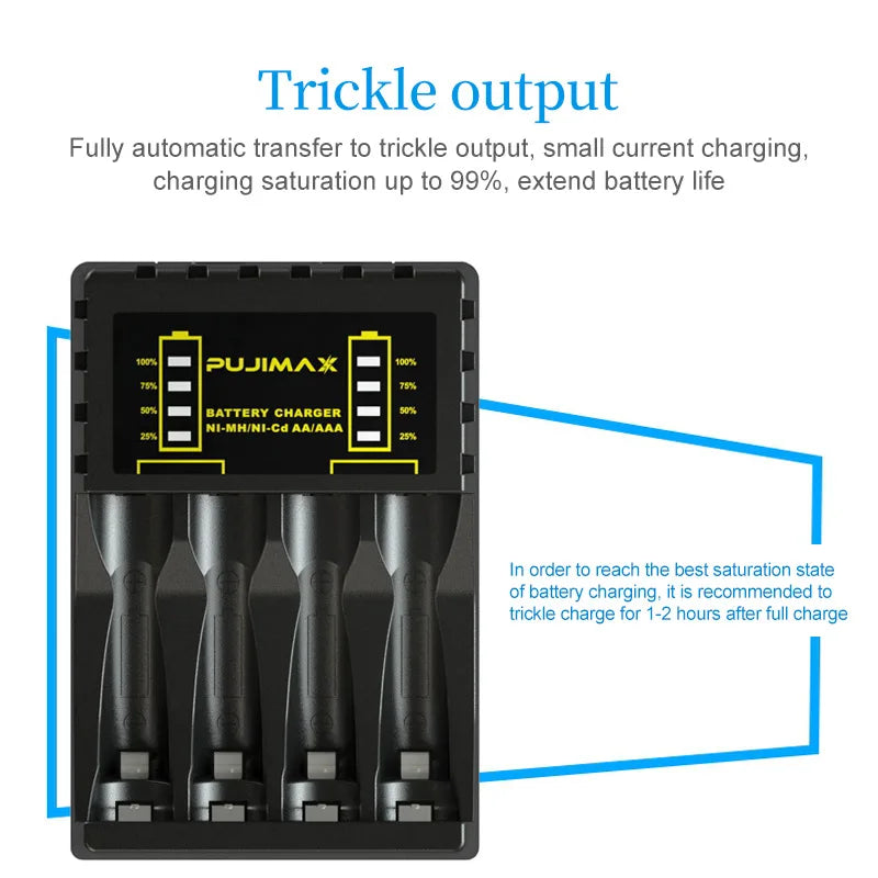 4 Slot Battery Charger Rechargeable Batter Charger With LED Display