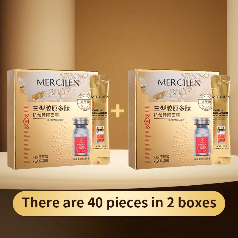 MERCILEN Triple Collagen Peptide Sleeping Mask, moisturizes, hydrates, tightens, and brightens the skin