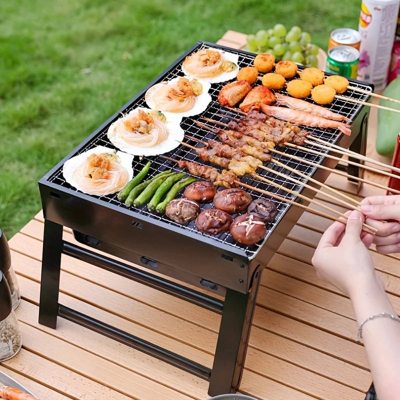 Folding Barbecue Grill Outdoor Portable Barbecue Grill Household Charcoal Wood-fired Barbecue for Outdoor Grilling Cooking