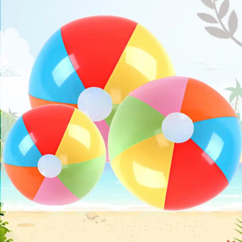6PCS Inflatable Beach Ball Rainbow Color Pool Party Favors Summer Water Toy Pvc Inflatable Beach Ball Multicolored Beach Toy