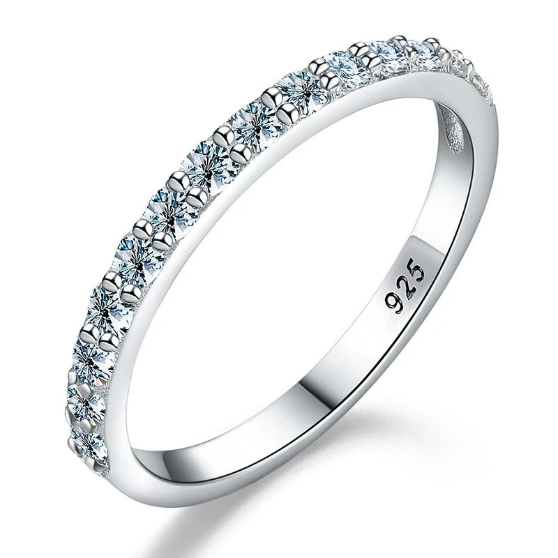GRA Test Passed Moissanite Ring Matching Wedding Diamond Band for Women 925 Sterling Silver Female Crown Single Tail Ring Jewelr