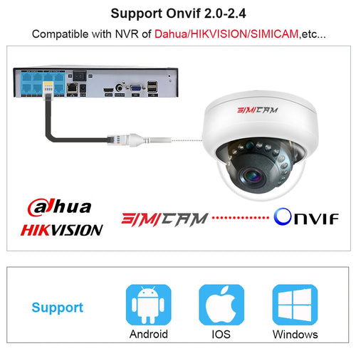 4K Video Surveillance Camera POE Doms Dome IP Onvif Audio 48V