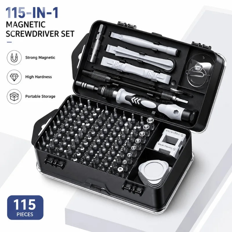 115‑in‑1 Magnetic Screwdriver Set High Hardness Bits Multi‑Repair Tool Kit