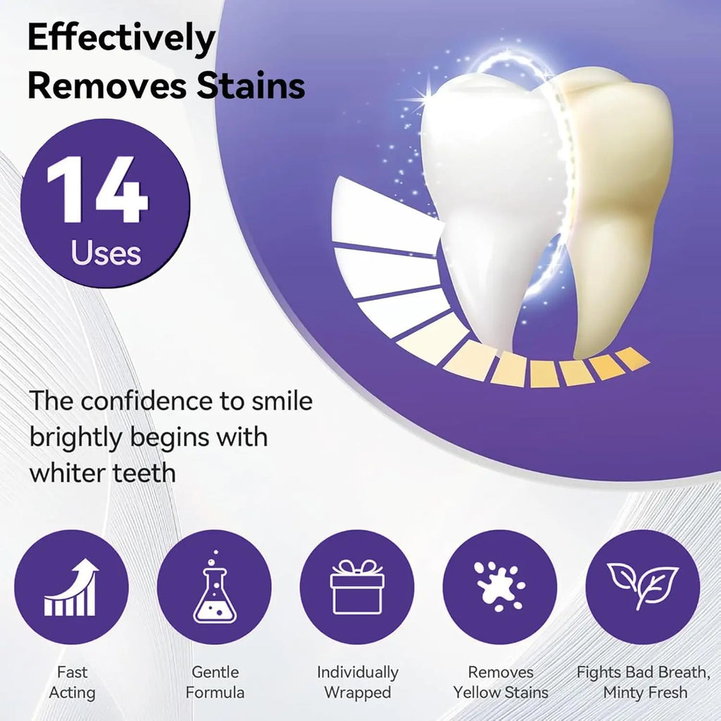 Purple Teeth Whitening Strips Kit Professional Stain Removal