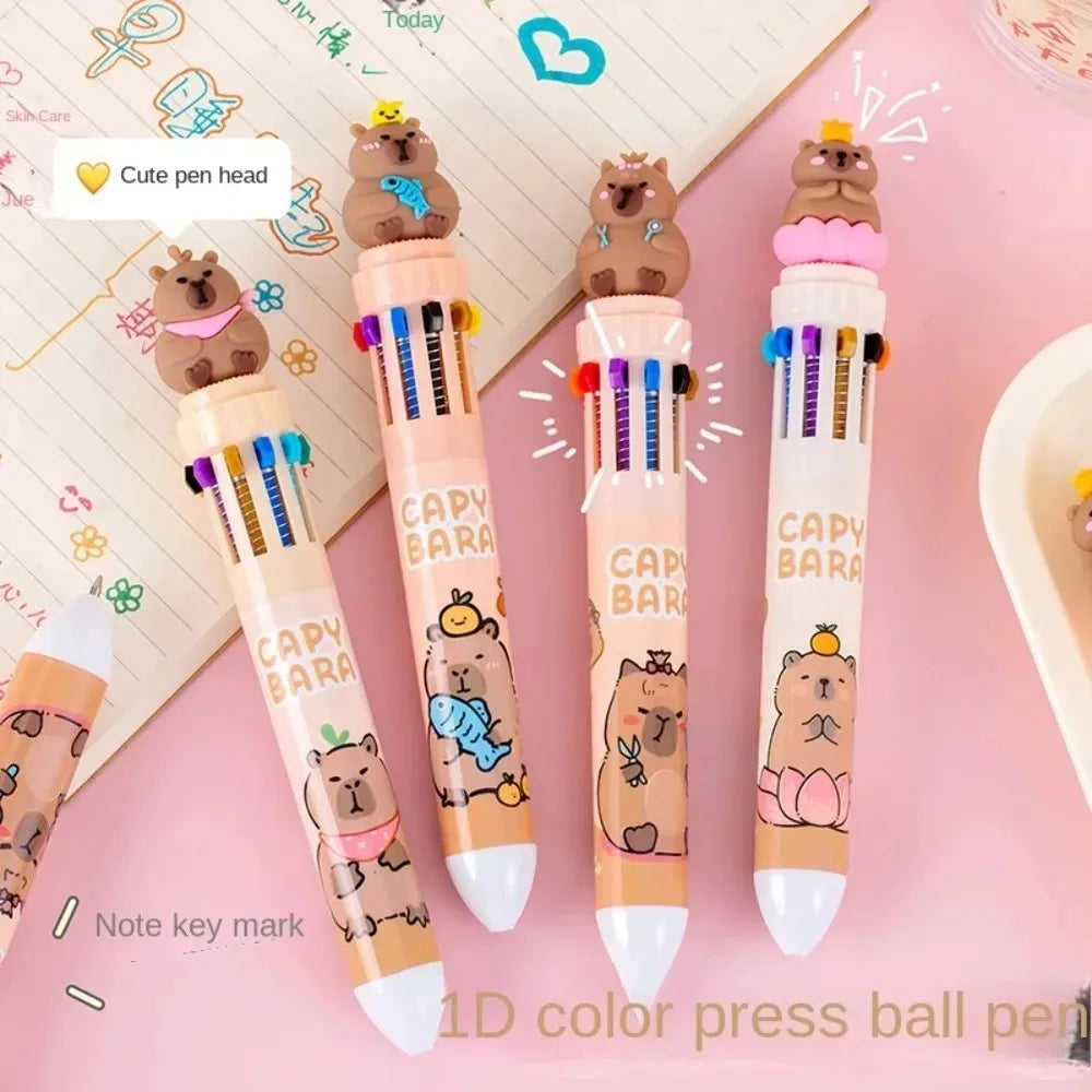 Kawaii Capybara Multicolor Pen 0.5mm Colorful Ink