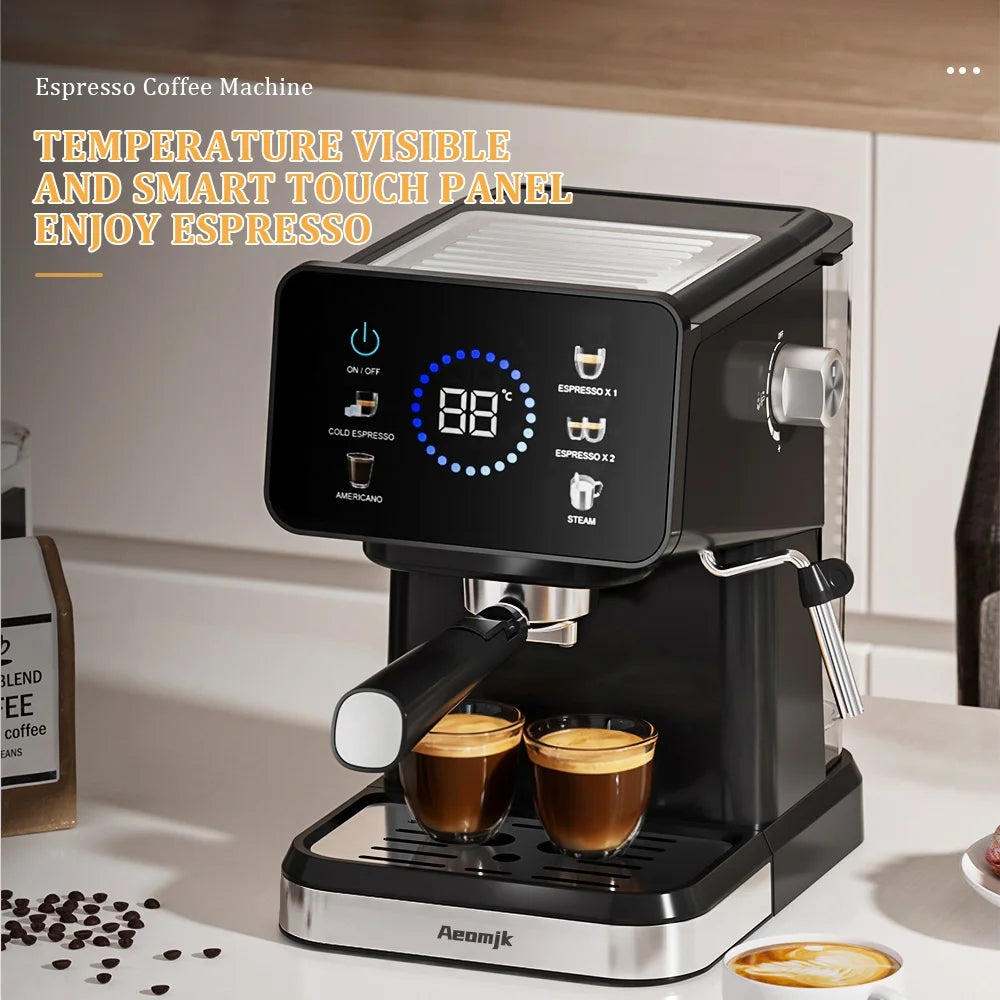 220V 1.5L Home Espresso Machine Hot Cold Brew Coffee Machine Maker Touchscreen Built-in Milk Frother for Household Daily Use