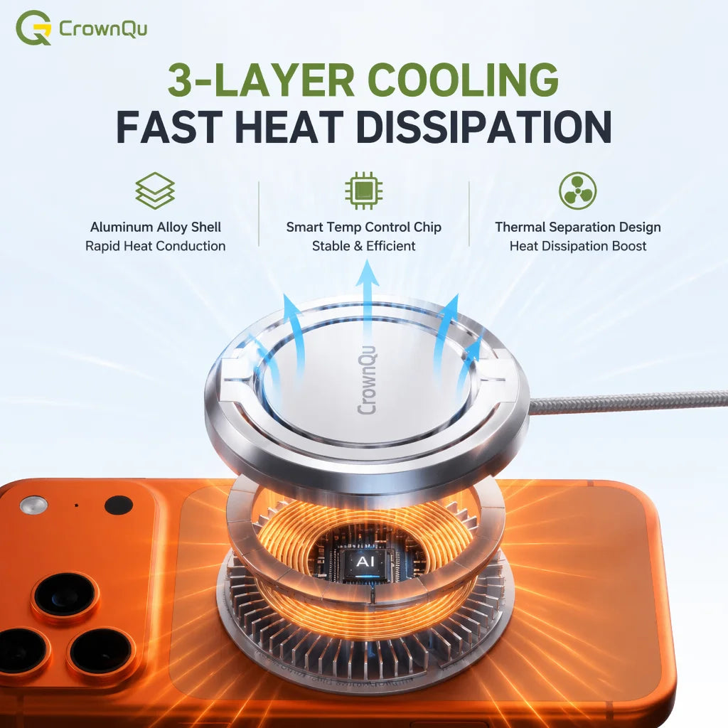 Qi2.2 Magnetic Wireless Charger Stand Foldable 25W Fast Charging with 47.2