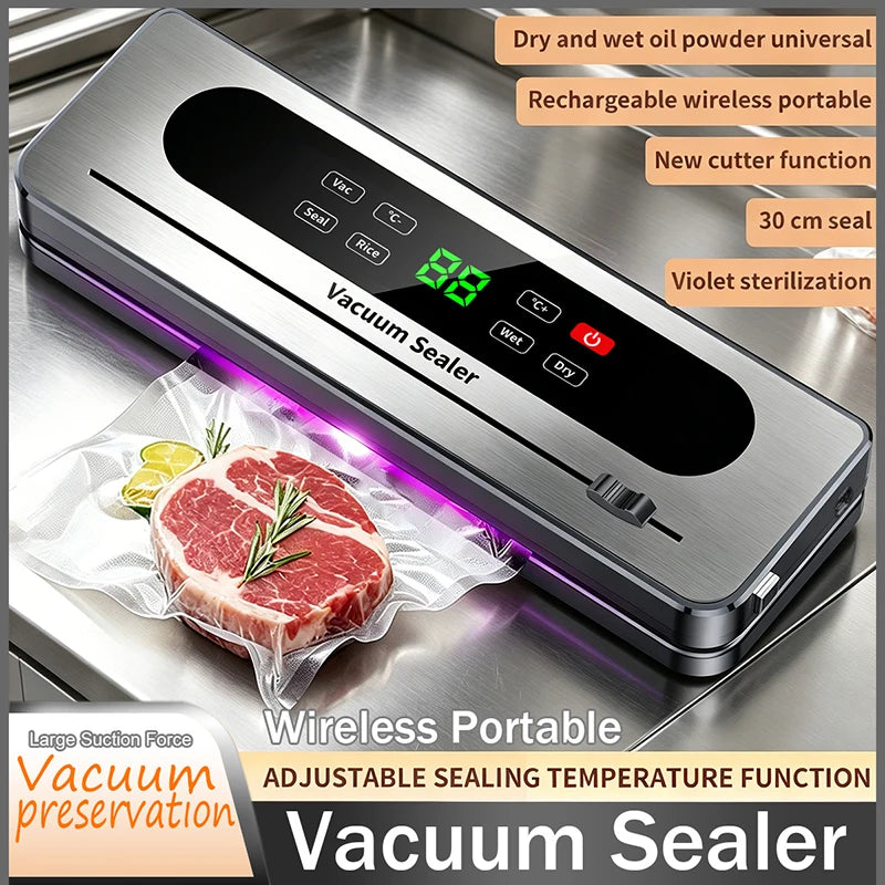 Rechargeable Wireless Vacuum Sealer, Dry/Wet Food Sealer