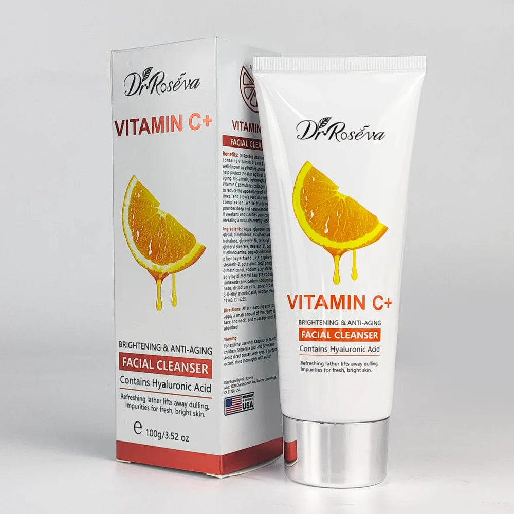 Vitamin C Moisturizing Brightening Skin Tone Skincare Set: Facial Serum & Cream & Cleaner,Essence Toner,Hydrating Body Lotion