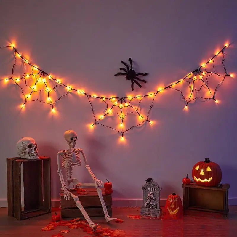 Halloween LED String Light Spider Web Ghost Festival