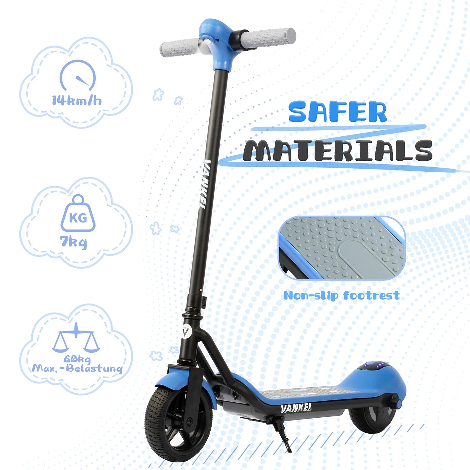 Sinaopus 6.5 Inch Kids Electric Scooter 110W Motor with Bluetooth Music Function, LED Lights, 14km/h Max Speed, Foldable E-Scooter for Kids 6+
