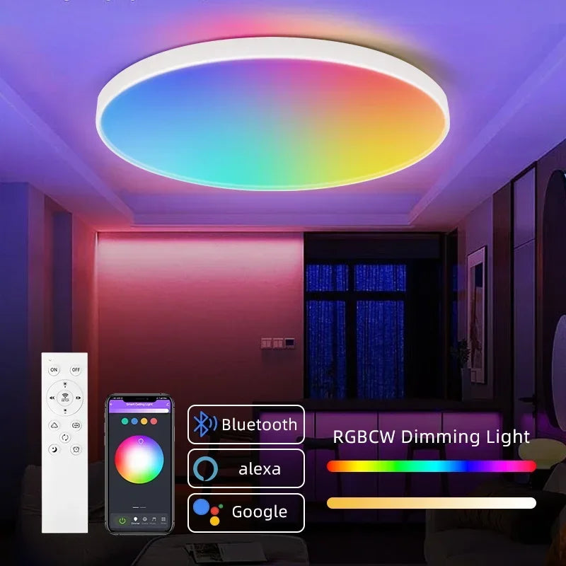 Modern Ceiling Lamp With Remote Control Room Decor Dimmable RGB LED Ceiling Light Fixture For Living Room Bedroom Corridor
