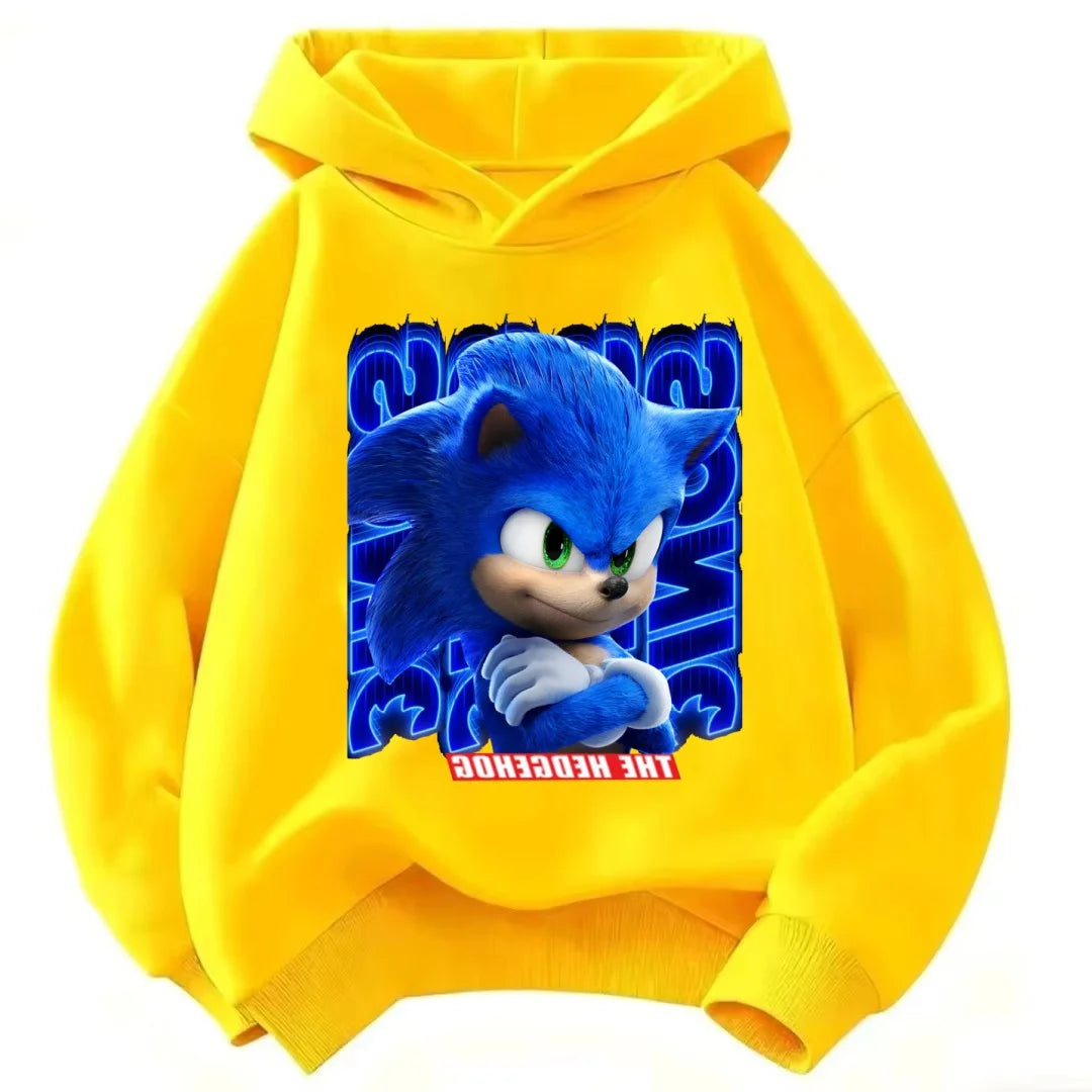 2026 Kids Thick Hoodie with Cute Sonic Anime Pattern