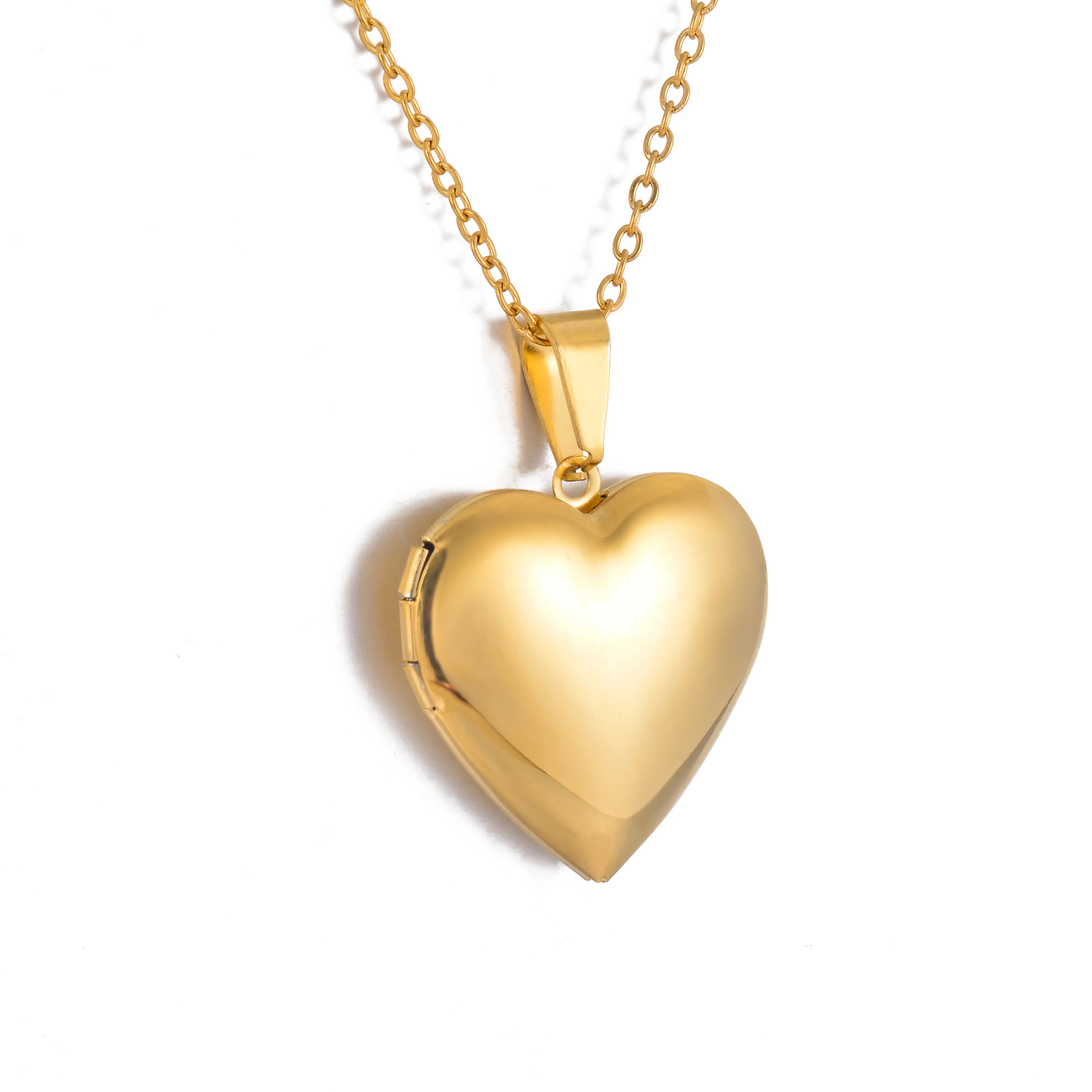 Stainless Steel Heart Locket Pendants Necklaces For Women Gold Color photo frame Valentine lovers Jewelry Gift Dropshipping