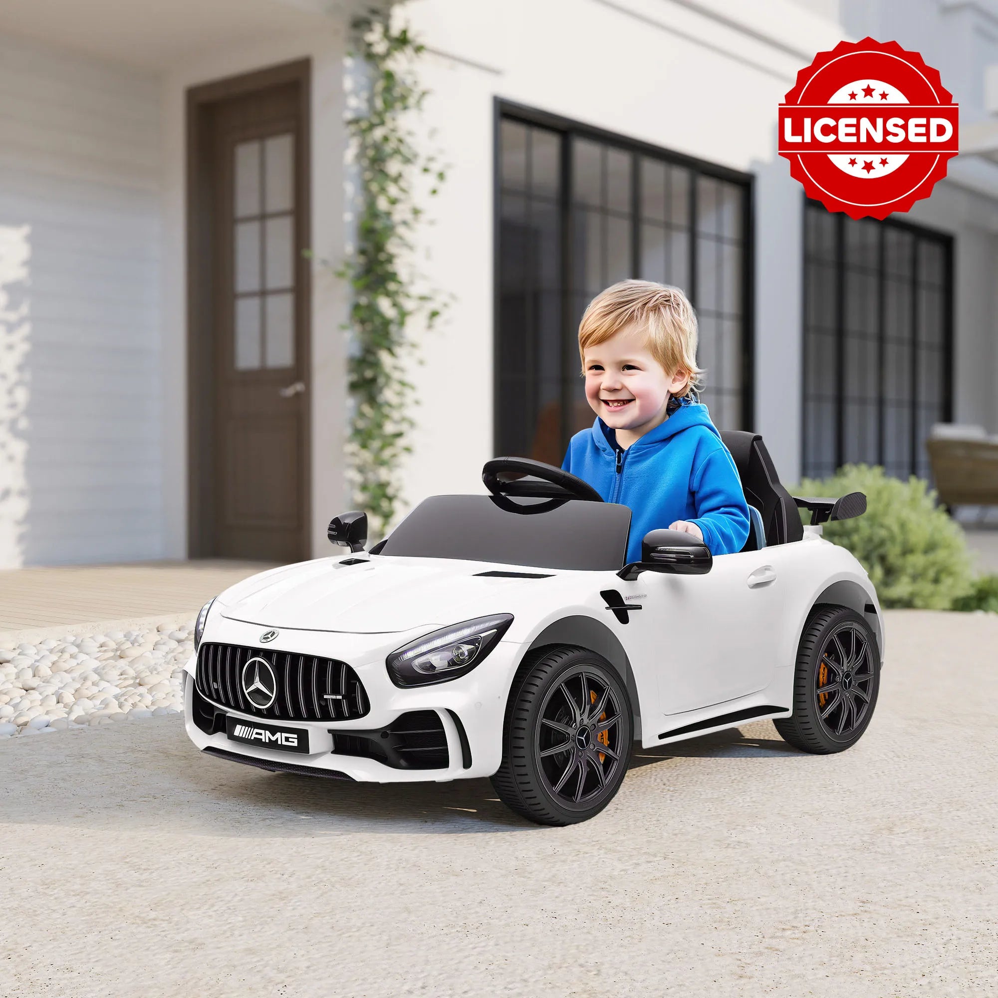 Aiyaplay Electric Car for Children +3 Years Old Mercedes-Benz Amg Gtr with License White