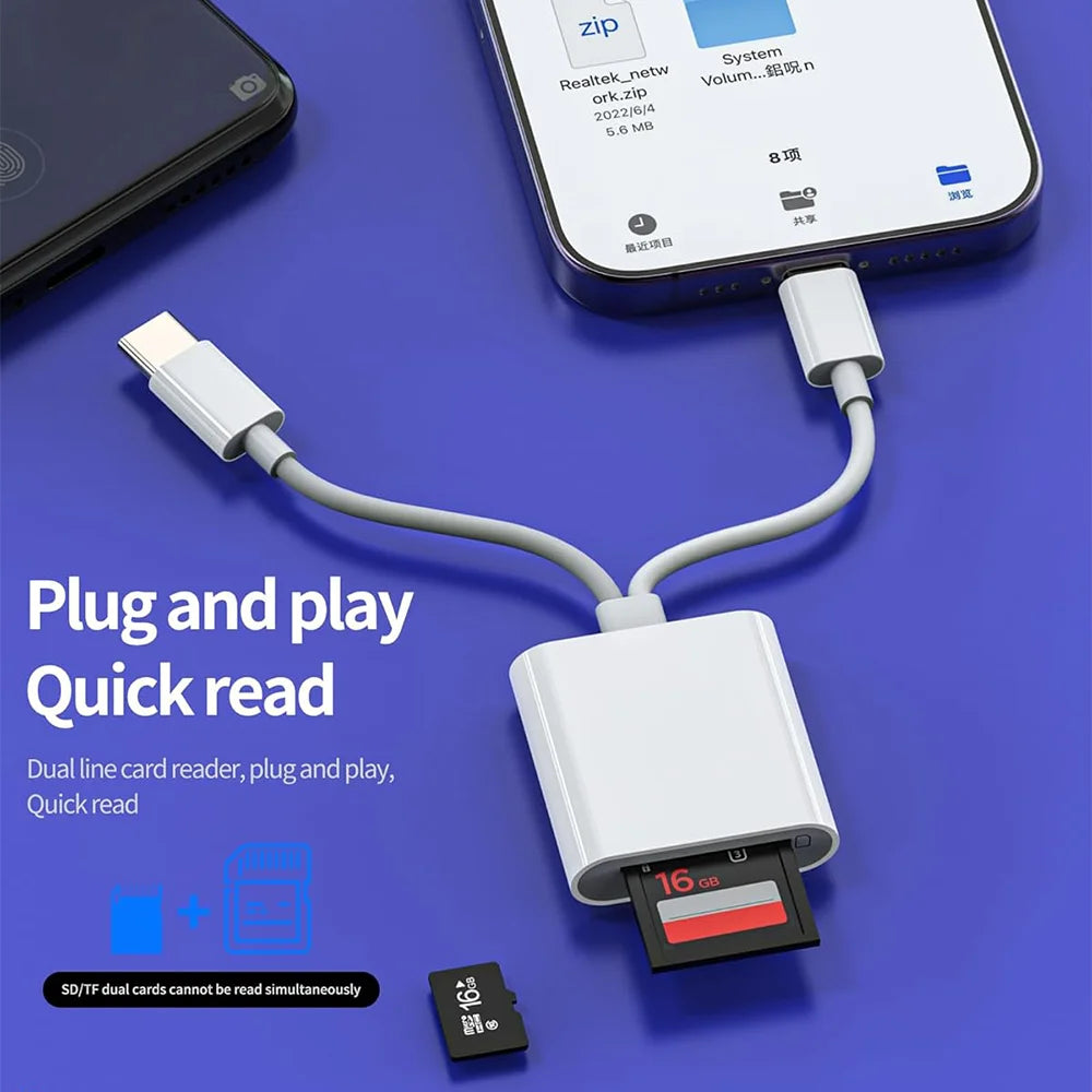 2 in 1 OTG Type C Card Reader USB Flash Drive SD TF Cardreader