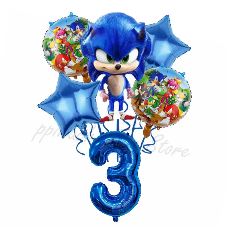 Hot-selling Blue Sonic-themed Digital Combination Balloon Set Birthday Decoration Balloon That Children Love Gift for Kids