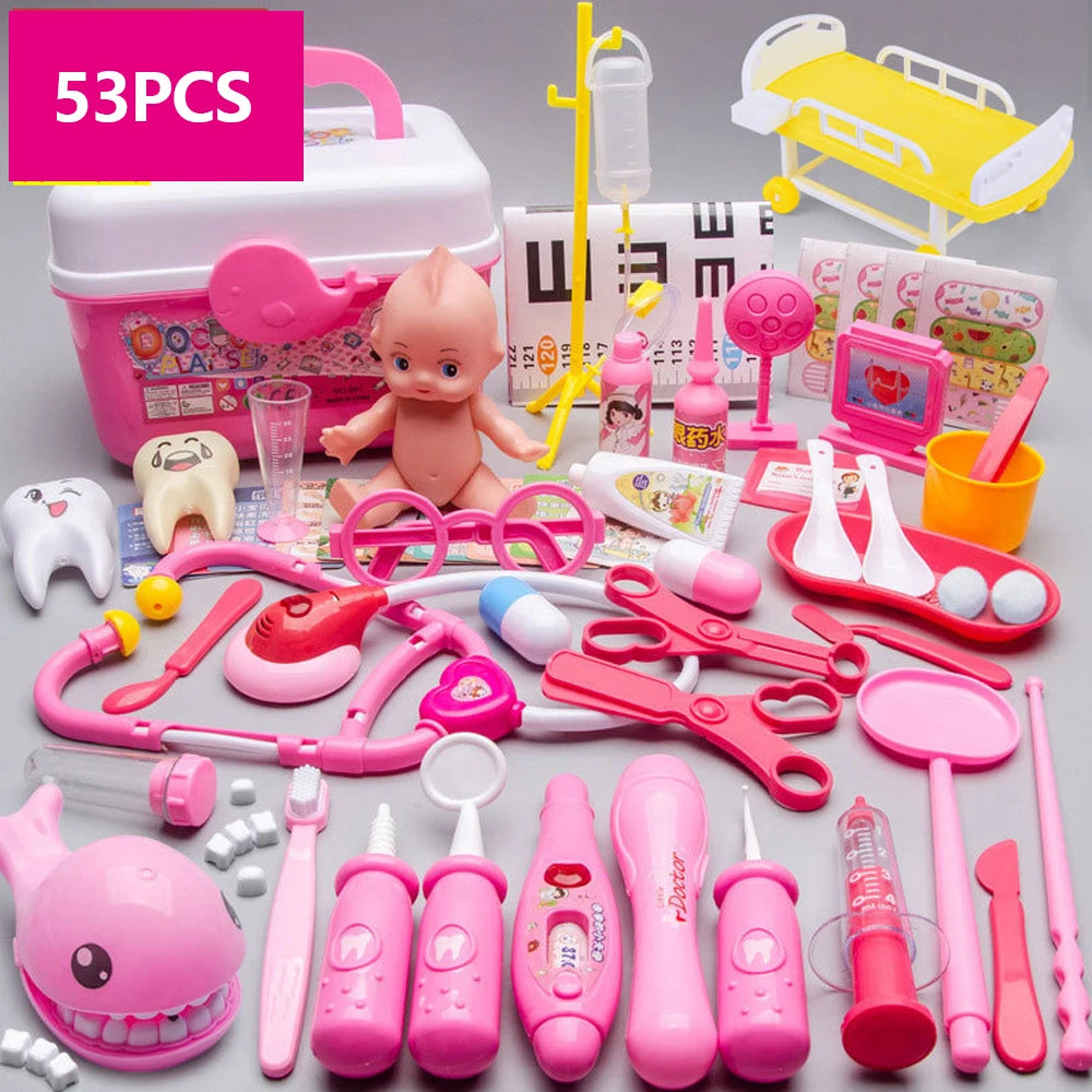 Doctor Toys for Kids 53/31PCS Doctor Pretend Play Set Children Medical Dentist Tools Stethoscope Educational Toy Boy Girl Gift