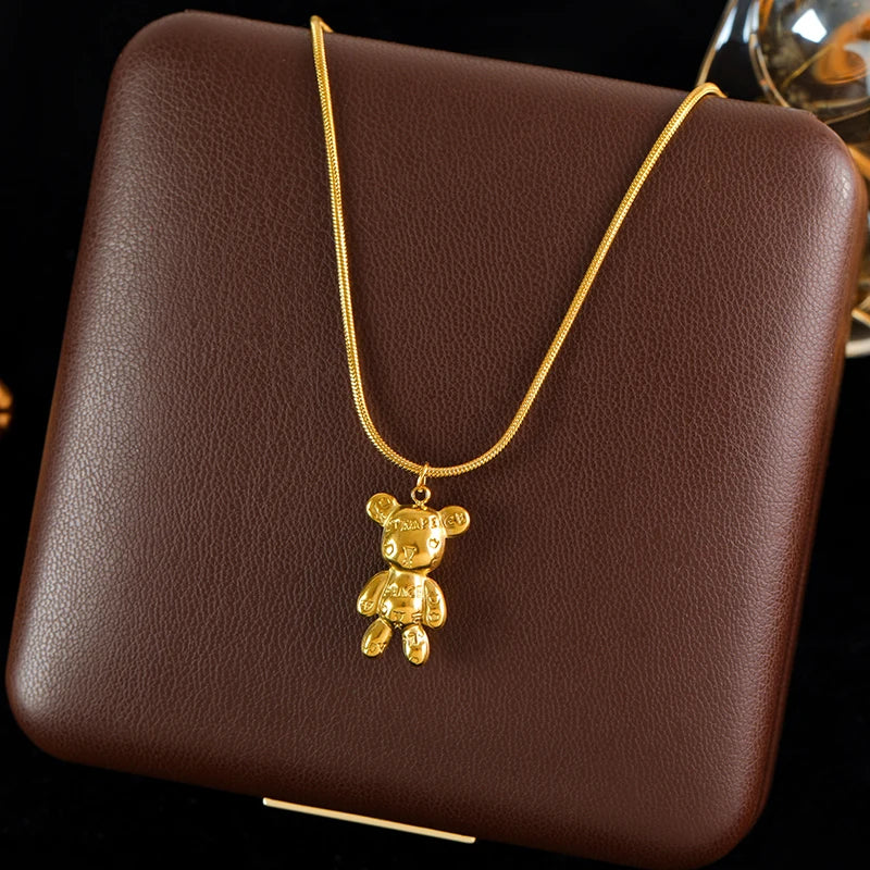 GANEMLY 316l Stainless Steel Metallic Gold Color Sun Pendant Necklace Women Chic Romantic Waterproof Neck Chain Jewelry Gift