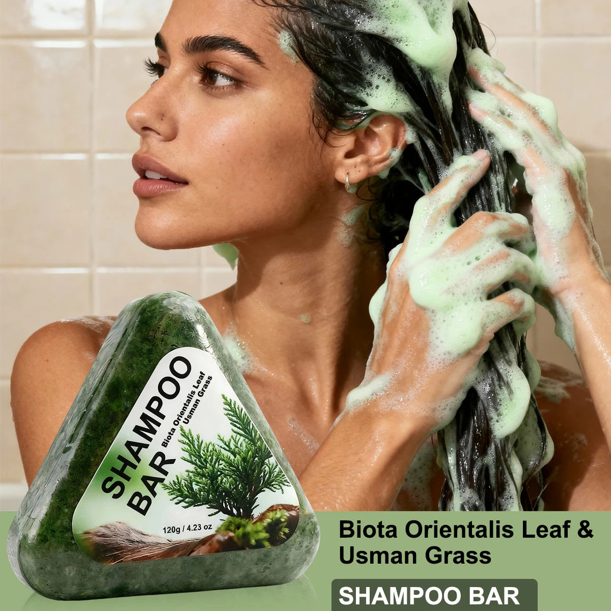 Usman Grass Shampoo Bar For Hair Growth, Anti Hair Loss, Controls Oil, Natural Organic Soap Bar